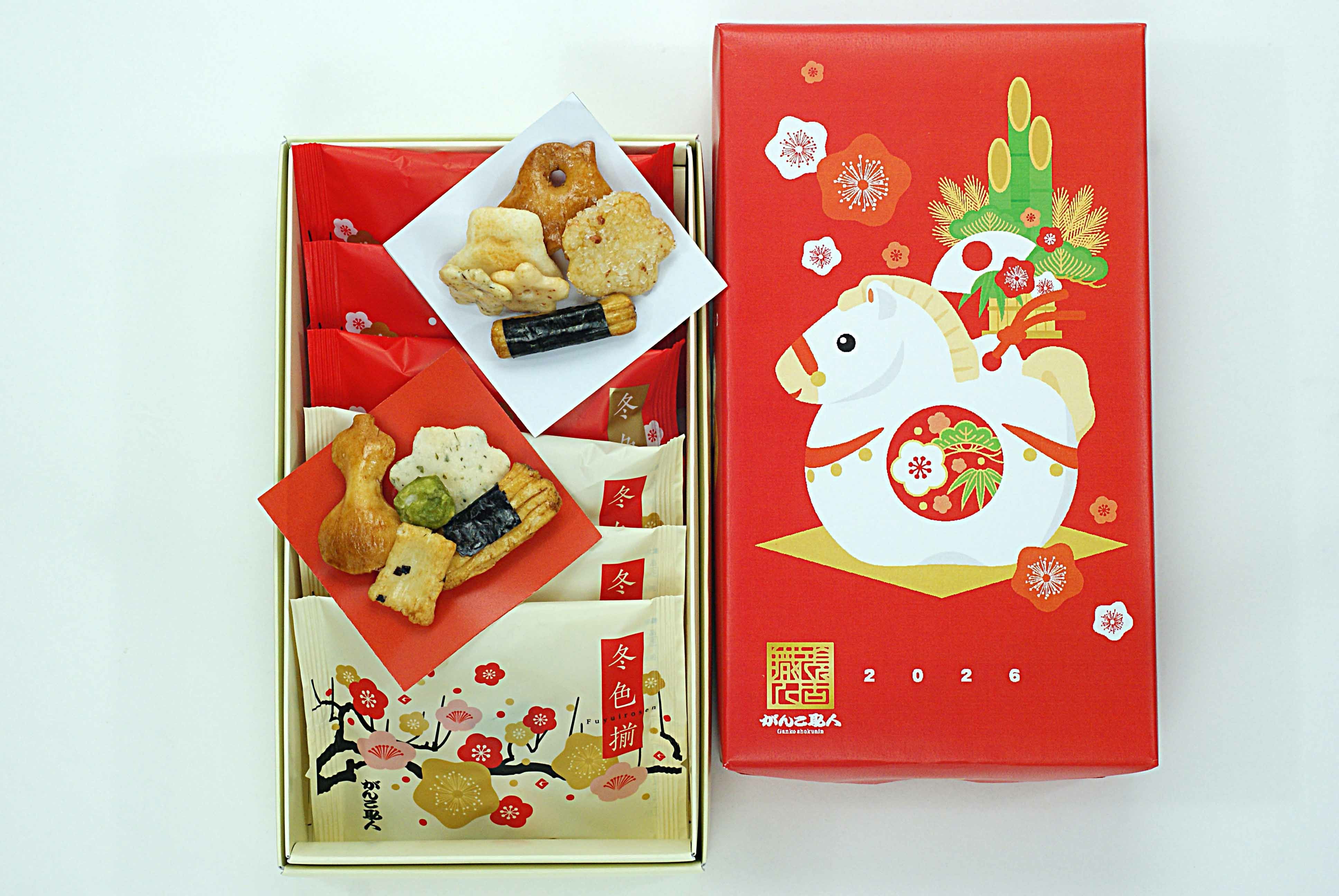 芳雪在銘　極上　和彫　そら豆と玉子　春画　根付2点　共箱　トコト おかき 冬色揃 FU-10 （6袋入） 干支包装紙 | がんこ職人オンライン